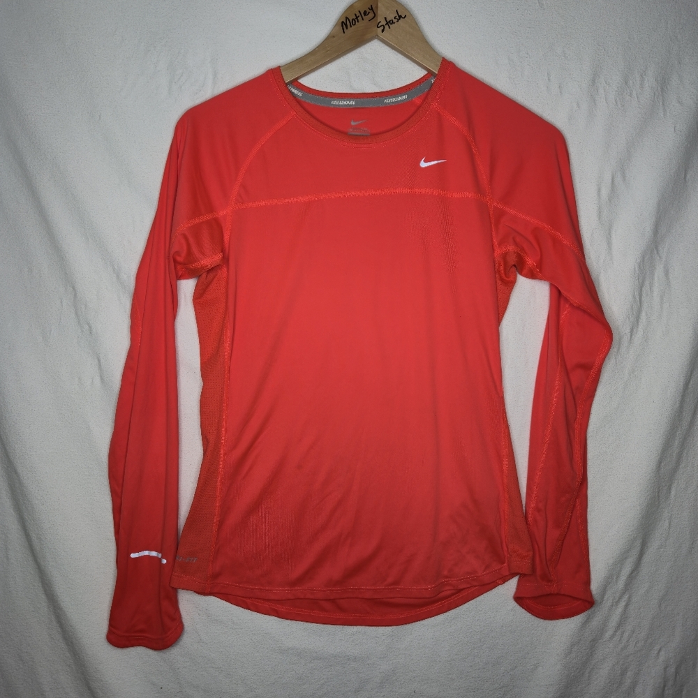 Nike Women's Coral Red Long Sleeve Training Top